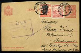 TÓTKOMLÓS 1920.Kiegészített Díjjegyes Levlap Budapestre Küldve, Gyógyszerész Levelezés - Brieven En Documenten