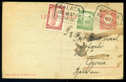 ZALÁTA 1922. Kiegészített Díjjegyes Levlap, Postaügynökségi Bélyegzéssel - Briefe U. Dokumente