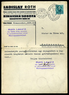RIMASZOMBAT 1938. Érdekes, Céges Levlap Visszatért Bélyegzéssel Budapestre Küldve - Briefe U. Dokumente