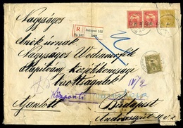 BUDAPEST 1904. Helyi Ajánlott Levél 2*10+6+2f-rel (3. Súlyf.) Megviselt, De Nagyon Ritka Darab!  /  Local Reg Letter 2*1 - Used Stamps