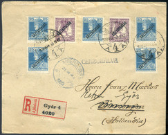 GYŐR 1920. Ajánlott, Dekoratív, Cenzúrázott Levél Hollandiába Küldve  /  1920 Reg. Decorative Cens. Letter To The Nether - Used Stamps