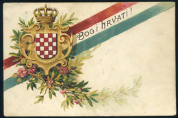 HORVÁTORSZÁG Címeres,litho Képeslap - Croatie