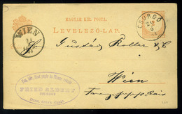 CSURGÓ 1881. Szép Díjjegyes Lap, Fried Albert , Duna Dráva Vasút Céges Bélyegzéssel - Used Stamps