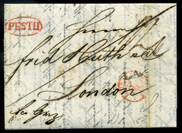 PESTH 1842. Nagyon Szép Portós Levél Londonba Küldve!  /  Very Nice Postage Due Letter To London - ...-1867 Vorphilatelie