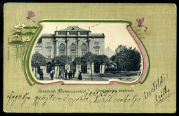 DEBRECEN 1902.Kereskedelmi Akadémia, Komáromi J. Kiadása, Art Nouveau Litho , Régi Képeslap  /  Trade Academy Art Nouvea - Hongarije