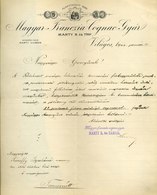 VILÁGOS 1902. Magyar Franczia Cognac Gyár, Fejléces, Céges Levél - Unclassified