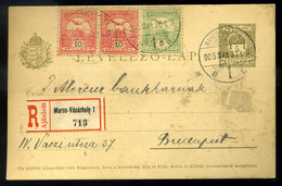 MAROSVÁSÁRHELY 1905. Ajánlott Kiegészített Díjjegyes Lap Budapestre Küldve - Gebraucht