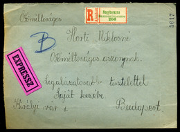 NAGYBEREZNA 1942. Expressz-ajánlott Levél, Kétnyelvű Bélyegzéssel és Ragjeggyel Budapestre - Brieven En Documenten