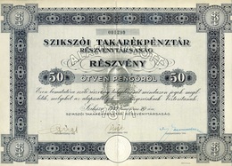 SZIKSZÓI TAKARÉKPÉNZTÁR Régi Részvény 1941. - Ohne Zuordnung