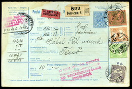 DEBRECEN 1917. 4 Színű Utánvételes Csomagszállító Técsőre Küldve - Gebruikt