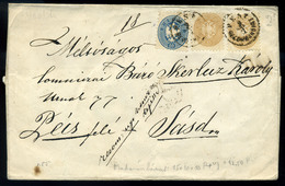PEST 1864. Tértivevényes Ajánlott Levél 2*15+10Kr Bérmentesítéssel Sásdra Küldve. Szép, Ritka Darab!  /  Return Receipt  - Used Stamps