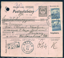 KŐSZEG 1918. Díjjegyes Postautalvány Pozsonyba Küldve - Gebraucht