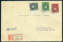 BUDAPEST 1946. Helyi Ajánlott Levél, Háromszínű Lovasfutár Bérmentesítéssel - Briefe U. Dokumente