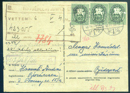 BÉKÉSCSABA 1946. Levlap Lovasfutár 3*160 Ezer P Budapestre Küldve - Briefe U. Dokumente