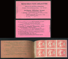 1909. Turul Bélyegfüzet , 1 Lappal (6db 10f-es) Ritka Darab!  /  Turul Stamp Booklet 1 Card (6 Pieces Of 10f Rare Piece! - Other & Unclassified