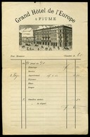 FIUME 1890. Cca. Hotel Europe  , Régi Számla - Ohne Zuordnung