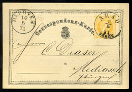 ARAD 1871. Díjjegyes Levlap, Hátoldali Céges Nyomással - Used Stamps