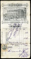 BUDAPEST 1880. Hotel Pannonia Szálloda  , Fejléces , Metszetes Céges Számla  /   Decorative Letterhead Bill - Unclassified