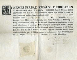 DEBRECEN 1788. Dekorativ, Ritka Céhlevél!  /  Decorative Rare Guild Letter - Zonder Classificatie