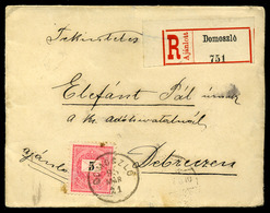 DOMOSZLÓ 1893. Szép Ajánlott Levél Debrecenbe Küldve - Used Stamps