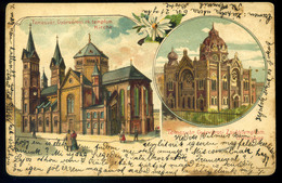 TEMESVÁR 1899. Litho Képeslap, Zsinagógával - Godsdienst & Esoterisme