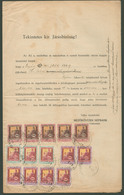 MEZŐKÖVESD 1922. Dekoratív Jogi Dokumentum, 14 Db Okmánybélyeggel - Briefe U. Dokumente