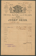 WIEN 1895. Hotel König Von Ungarn, Dekoratív Fejléces Számla - Ohne Zuordnung