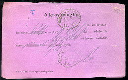 1879. 5 Kr-os Távírda Nyugta , Igen Ritka Darab! - Used Stamps