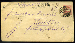 KOLOZSVÁR 1875. Kiegészített, Ajánlott Díjjegyes Boríték Karlsburgba Küldve - Gebraucht