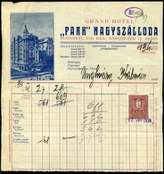 BUDAPEST 1930. Grand Hotel Park Nagyszálloda Fejléces Számla - Unclassified