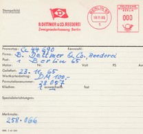 Deutsche Bundespost Berlin 1965, Archivkarte B. Dettmer & Co Reederei, Berlin, Unikat - Macchine Per Obliterare (EMA)