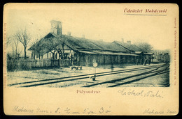 MOHÁCS 1898. Pályaudvar, Régi Képeslap   /  Train Station Vintage Pic. P.card - Hongarije