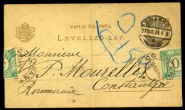 BRASSÓ 1897. 2Kr Díjjegyes Levlap, Romániába Küldve, 10 Bani Portózással , A Lapot Félbehajtva Portóbélyeggel Lezárva Ké - Used Stamps