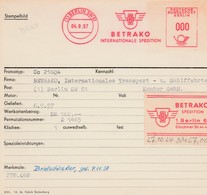 Deutsche Bundespost Berlin 1957, Archivkarte Betrako, Internationale Spedition, BerlinbSW61, Unikat - Máquinas Franqueo (EMA)