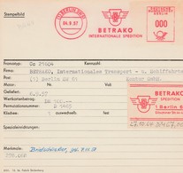Deutsche Bundespost Berlin 1957, Archivkarte Betrako, Internationale Spedition, BerlinbSW61, Unikat - Franking Machines (EMA)