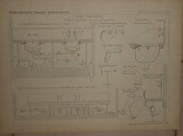 Plan  De L'Hôtel Continental à Paris. Détails De Plomberie. MM. Gaget Et Gauthier, Constructeurs. 1884. - Other Plans