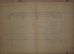 Plan Du Nouveau Pont Fixe De Rouen. 1884. - Travaux Publics