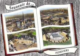 45 - PITHIVIERS : Multivues Colorisée CPSM Dentelée Grand Format - Loiret - Pithiviers