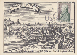 Carte  Locale  1er  Jour  FRANCE   JOURNEE  Du  TIMBRE    LYON   1954 - Giornata Del Francobollo