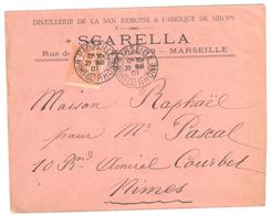 MARSEILLE Lettre Entête SCARELLA Distillerie San Remoise Fabrique SIROPS 15c Mouchon Yv 117 Ob 1901 - 1900-02 Mouchon