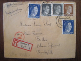 Allemagne France 1943 LAGER Censure Lettre Enveloppe Cover Deutsches Reich DR STO Reco Recommandé JOFTA BOLBEC - WW II