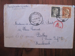 Allemagne 1944 France LAGER Censure Lettre Enveloppe Cover Deutsches Reich DR STO Reco Recommandé JOFTA BOLBEC - Guerre De 1939-45