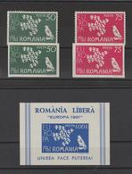 Roumanie 1961 Timbres Europa 2 Val + 2 Non Dentelé + BF ** MNH - 1961