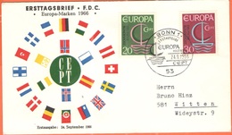 GERMANIA - GERMANY - Deutschland - ALLEMAGNE - 1966 - Europa Cept - Bonn - FDC - 1966