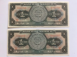 MESSICO MEXICO 2 NOTES 1 PESO 8-IX-1954 AU - México