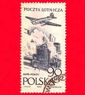 POLONIA - Usato - 1957 - Aereo - Industria Siderurgica - Pokoj - Steelworks In Huta - 90 Gr - P. Aerea - Used Stamps