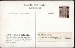 Carte Illustrée Affranchie Par 1 Timbre Préoblitéré Envoyée De La Louvière Vers Bruges En 1926 (publicité Maroquinerie) - Rolstempels 1920-29
