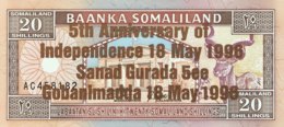 Somaliland 20 Shilin, P-10 (1994/1996) - UNC - Bronze Overprint - Somalie