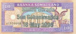 Somaliland 10 Shilin, P-15 (1994/1996) - UNC - Silver Overprint - Somalie