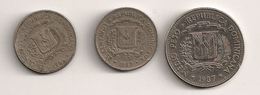Dominicaine - 25 Centavos 1986 - 25 Centavos 1987 - Medio Peso 1987 - Dominicaine